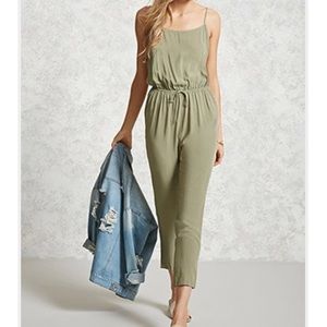 F21 Cami drawstring jumpsuit (Olive)